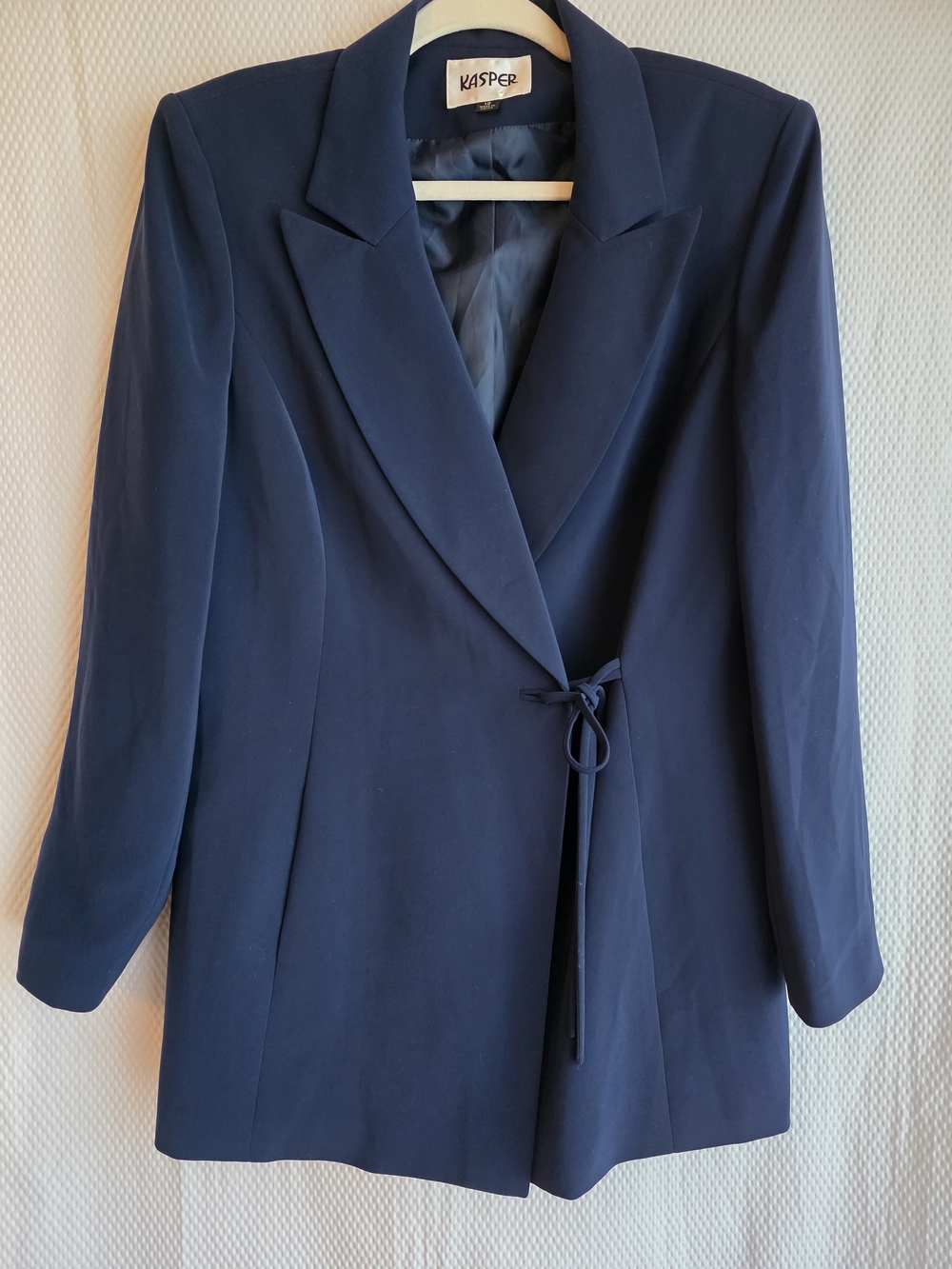 Kasper Navy Blue Wrap Side-Tie Blazer Jacket Size 12 EUC